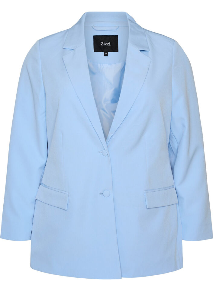 Klassisk blazer med knappelukking, Bl&aring;, Packshot image number 0