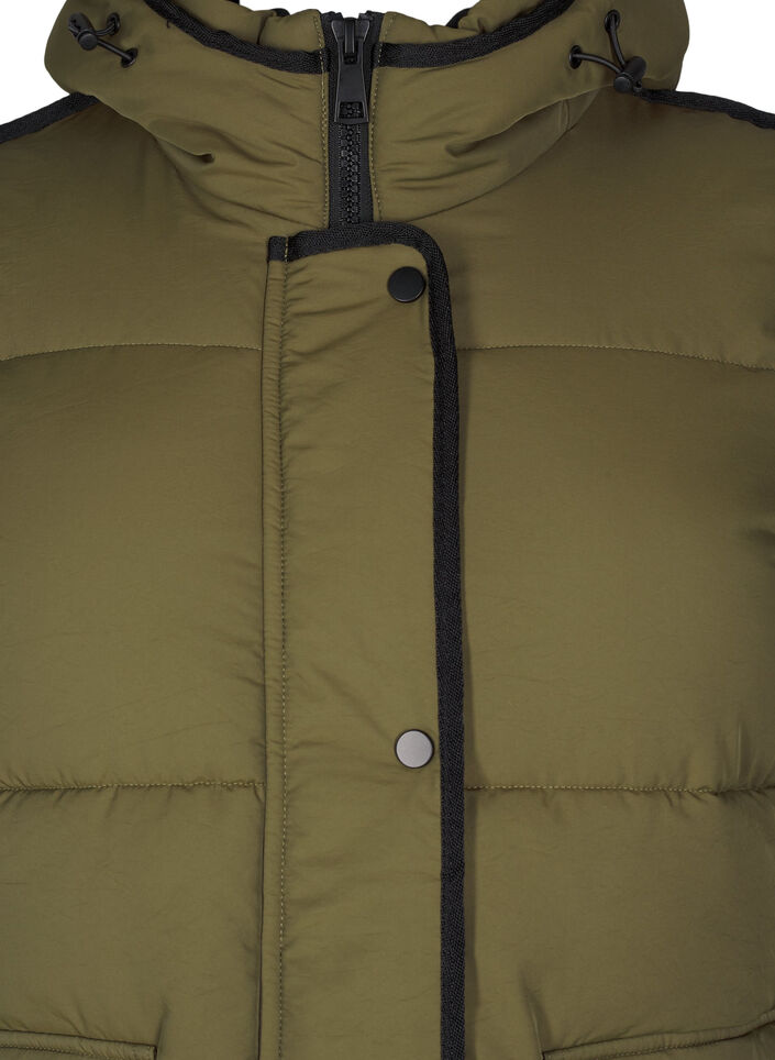Kort puffjakke med kontrastdetaljer, Grønn, Packshot image number 2