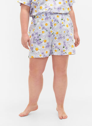 Løs pysjamas shorts med mønster, Lavender Blue AOP, Model image number 2