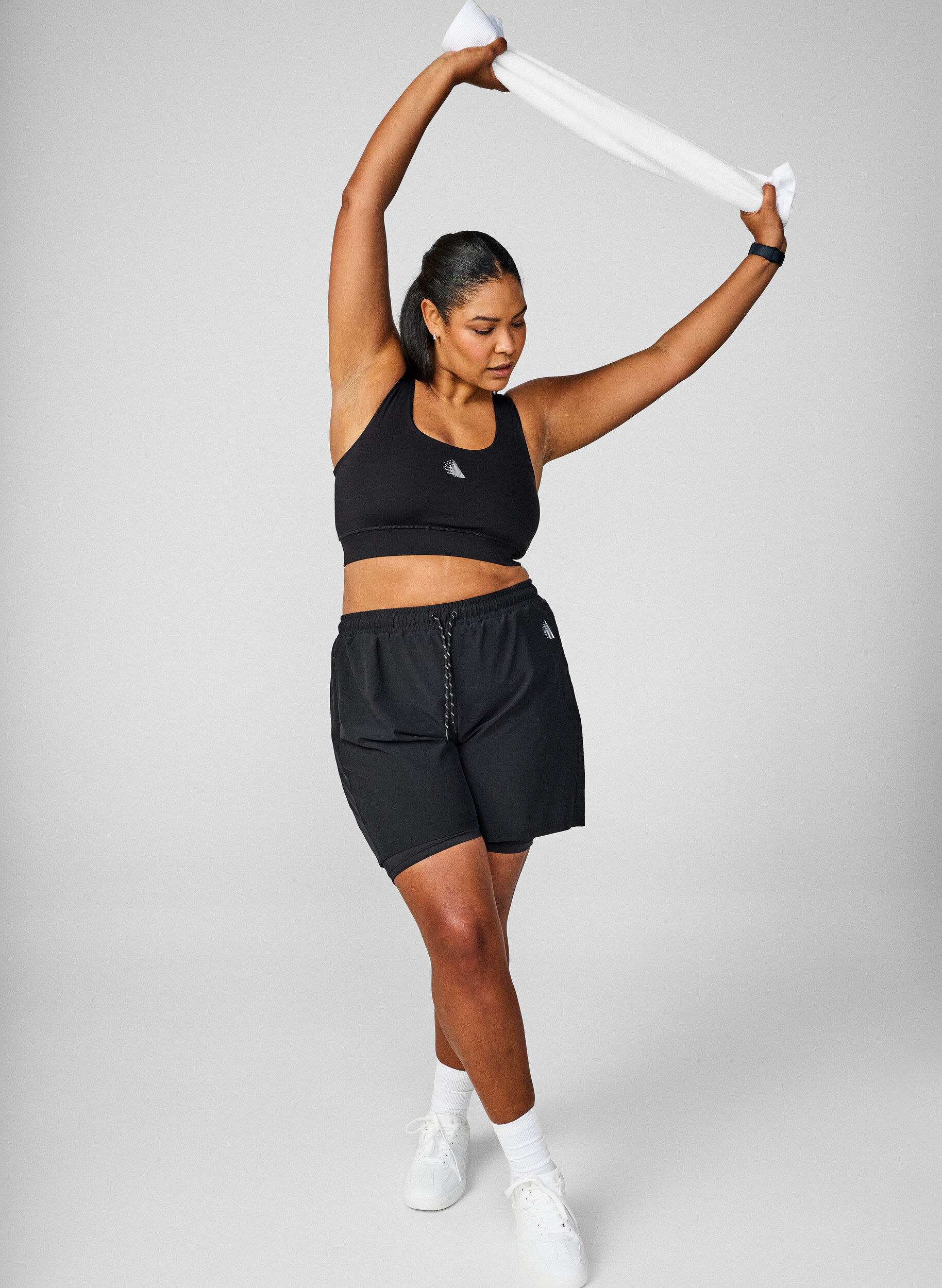 Zizzi Treningsshorts med innershorts, Svart, Image image number 0