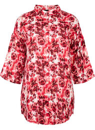 Lang skjorte med heldekkende trykk, Pink AOP Flower