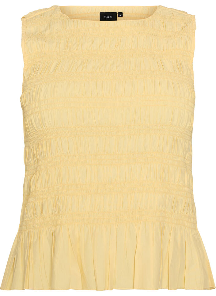 Smock-topp med b&aring;thals og peplum-fald, Gul, Packshot image number 0