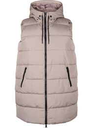 Lang vest med hette og lommer, Driftwood