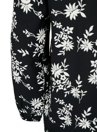 Bluse med puffermer, Black Flower AOP, Packshot image number 3