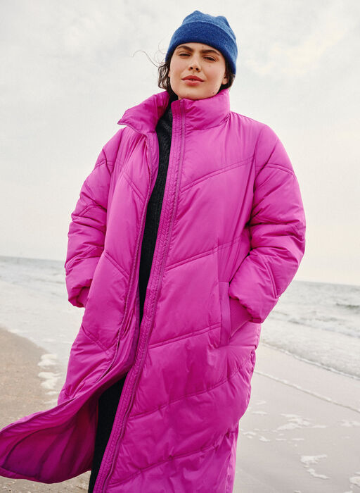 Lang puffer-vinterjakke, Rose Violet, Image image number 0