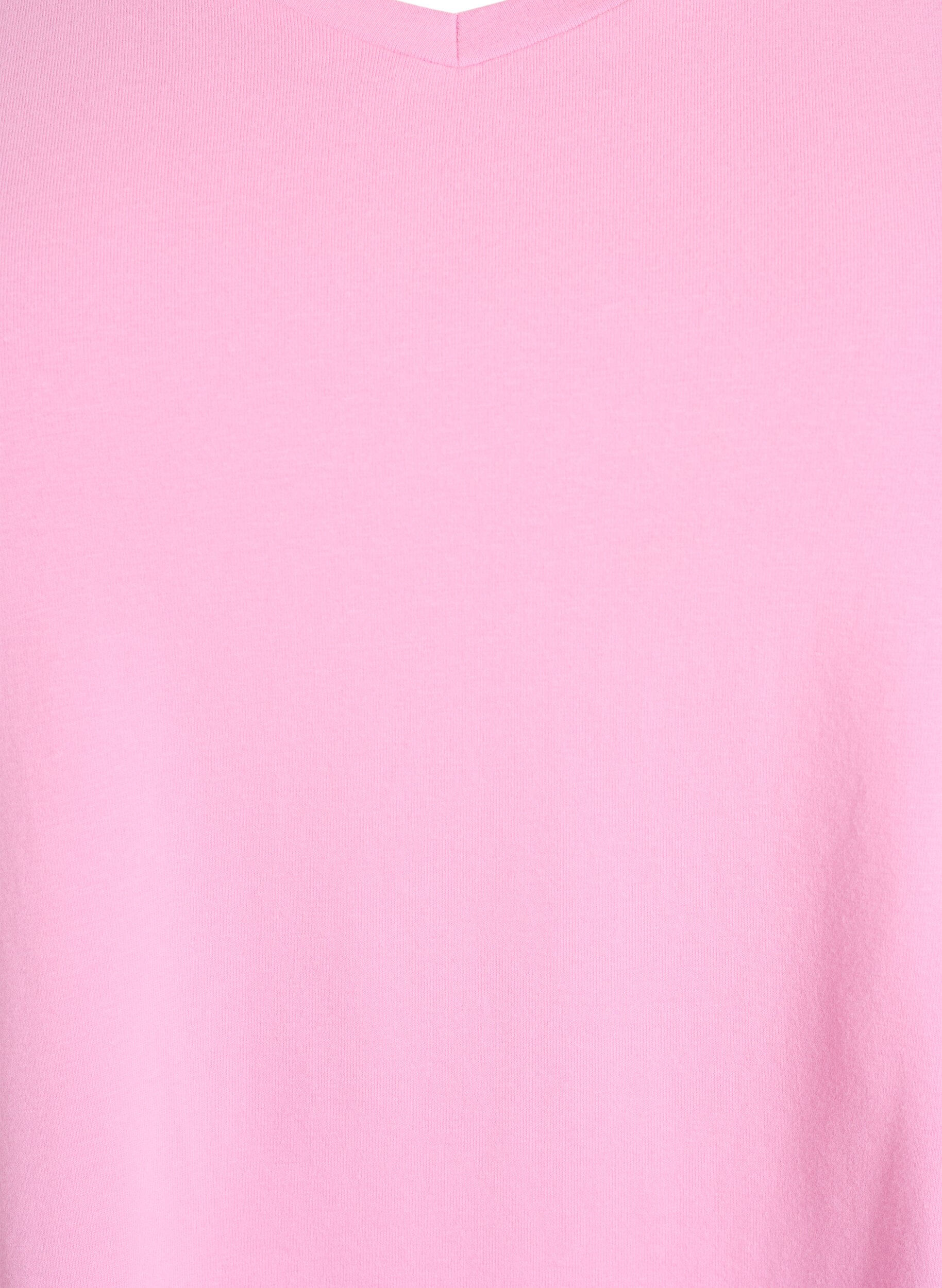 ZizziEnsfarvet basic bomulls T-skjorte, Rosa, Packshot image number 2