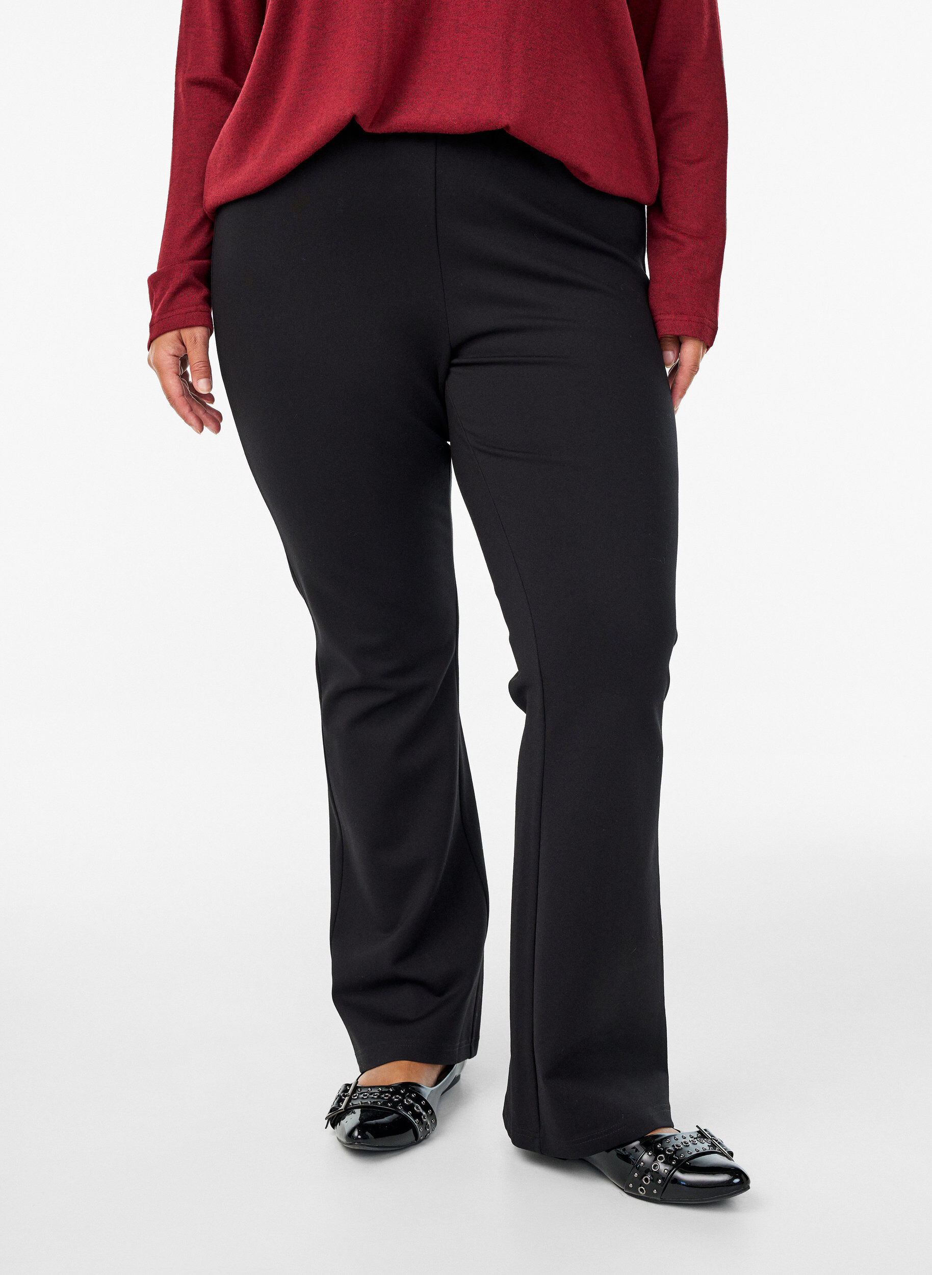 ZizziBootcut-bukse i viskoseblanding, Svart, Model image number 2