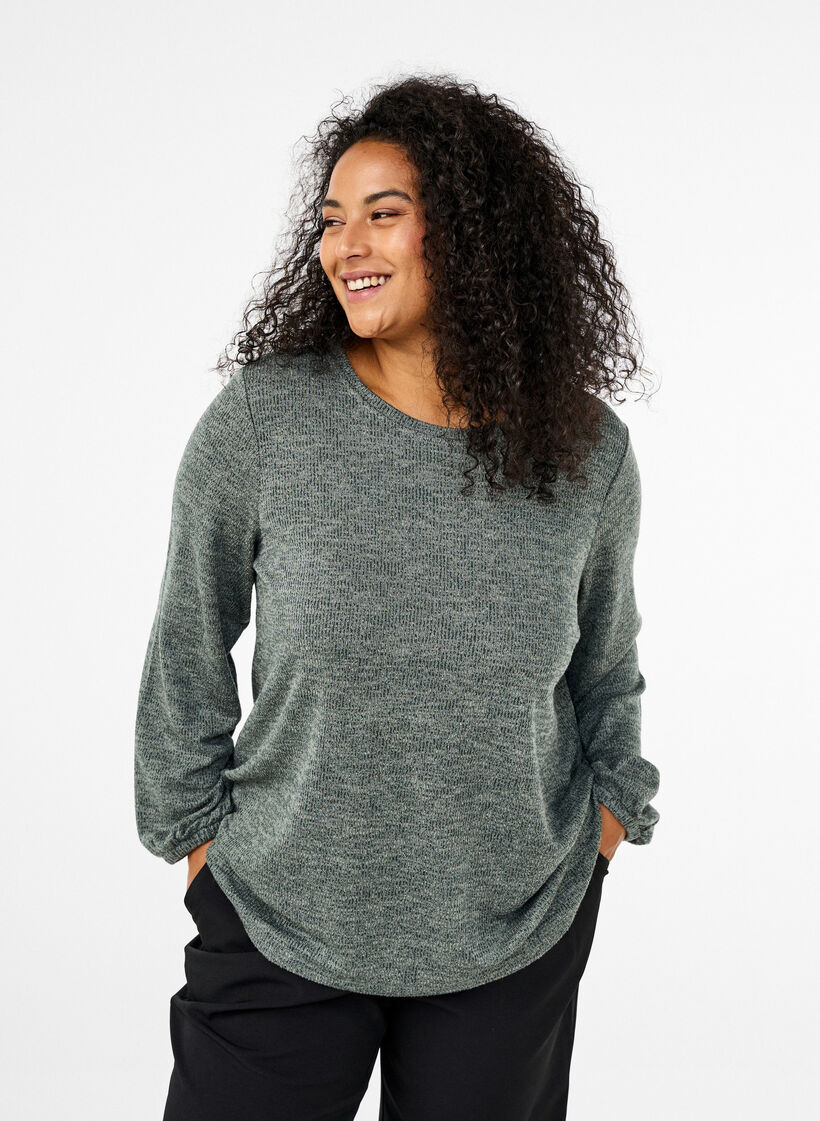 FLASH - Jerseybluse med lange ermer, Grønn, Model image number 0