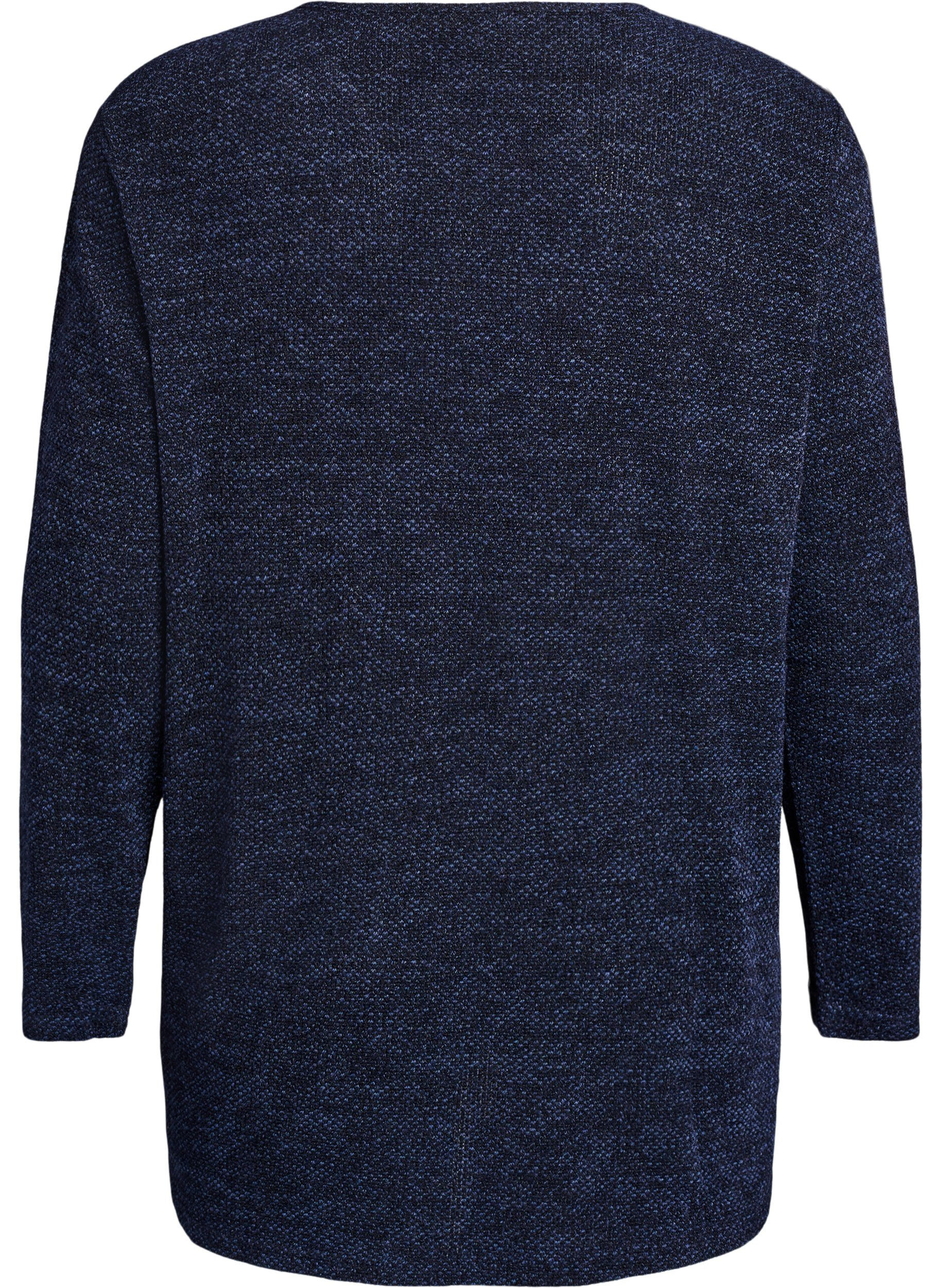 ZizziLangermet bluse med tekstur, Bl&aring;, Packshot image number 1
