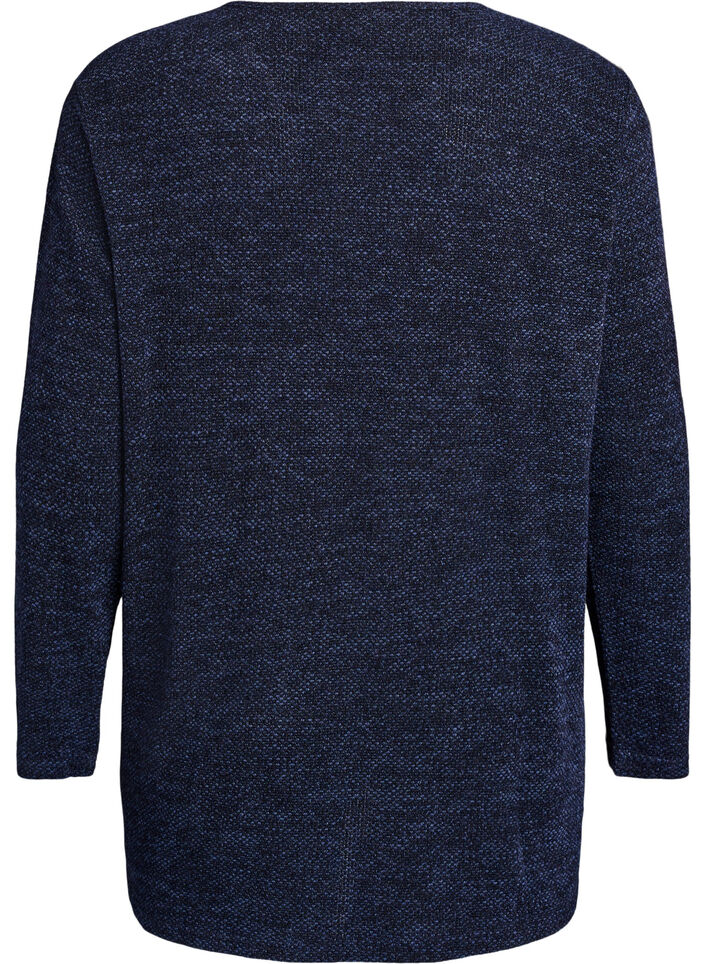 Langermet bluse med tekstur, Bl&aring;, Packshot image number 1