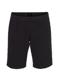 Løs shorts av bomull med lommer, Svart Løs shorts av bomull med lommer