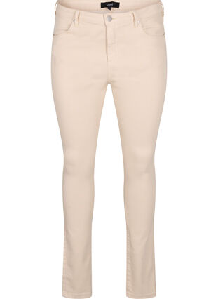 Amy jeans med høyt liv og utrolig slim fit, Oatmeal, Packshot image number 0
