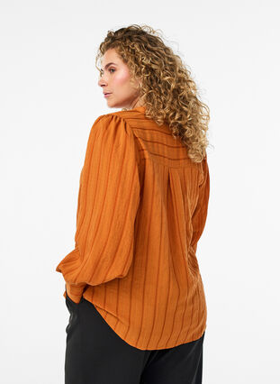 Zizzi Bluse med vertikale striper, Orange, Model image number 2