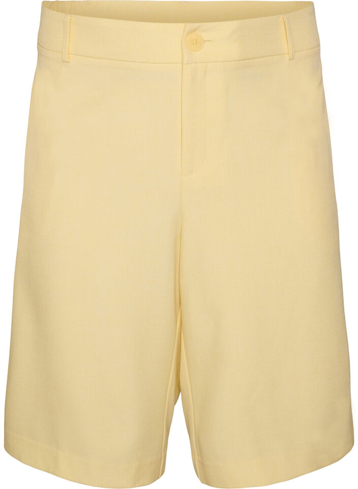 Loose fit Bermuda shorts med h&oslash;y midje, Gul, Packshot image number 0