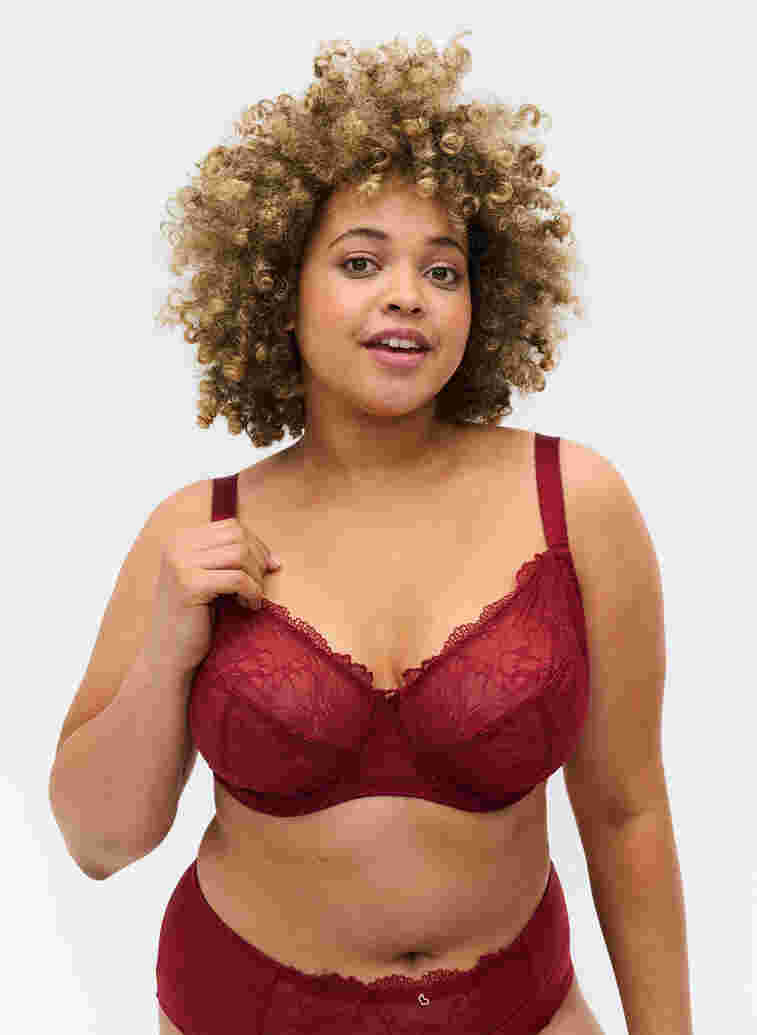Emma BH med blonder og bøyle, Rhubarb, Model image number 0