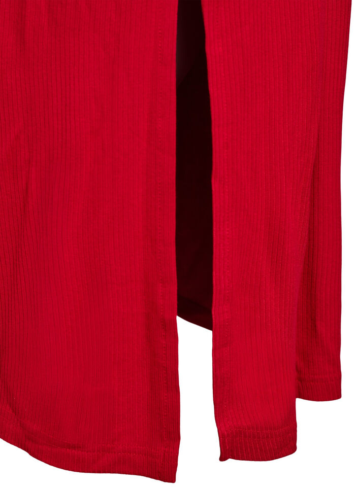 Ermeløs kjole i ribbestrikket viskose, Rød, Packshot image number 3