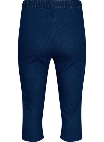 FLASH - Slim fit capribukser i denim med høyt liv, Blue denim, Packshot image number 1