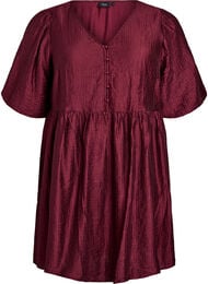 Kort kjole med tekstur og korte ballong ermer, Zinfandel
