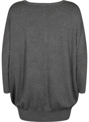 Zizzi Strikket tunika i en viskoseblanding, Dark Grey Melange, Packshot image number 1