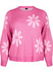 Strikket bluse med blomster, Raspberry Rose Comb, Packshot image number 0