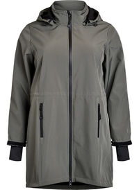Softshell-jakke med avtagbar hette, Grå Softshell-jakke med avtagbar hette