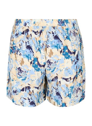 Zizzi Shorts med løs passform i viskose, Blue Graphic AOP, Packshot image number 1