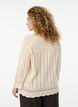 Strikket topp med hullbroderi og 3/4 ermer, Beige, Model image number 2