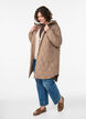 Mellomlang quiltet jakke med hette, Brun, Model image number 1
