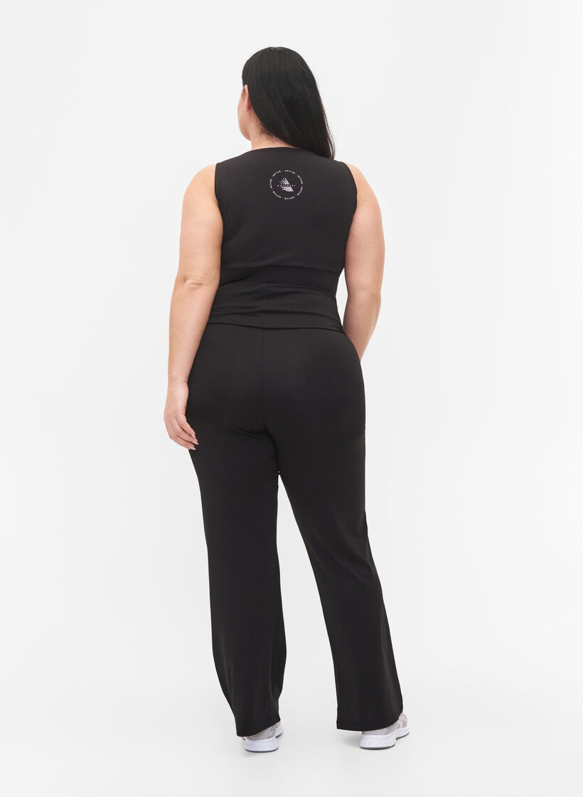 Flared treningstights med høyt liv, Black, Model image number 1