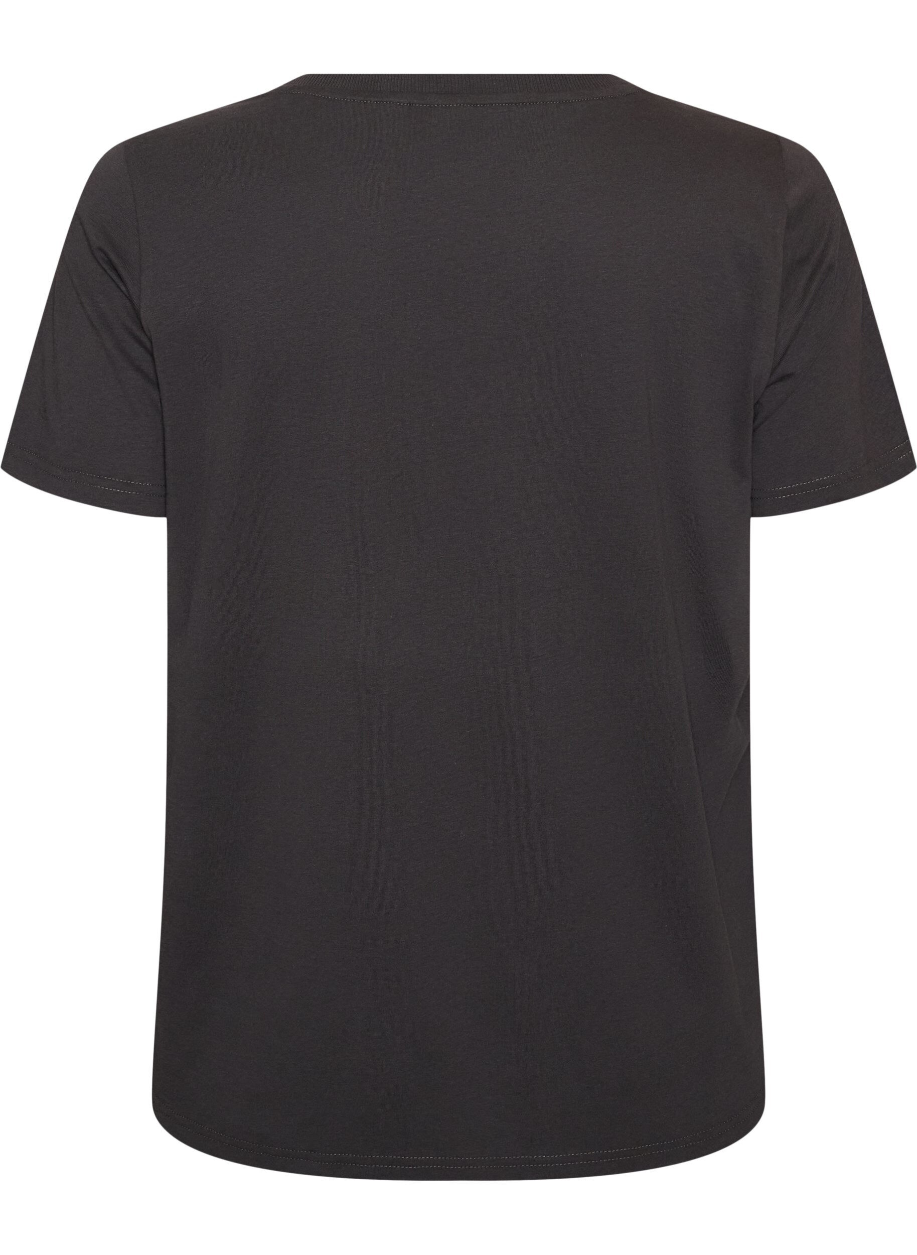 ZizziBomulls T-skjorte med trykk foran, Gr&aring;, Packshot image number 1