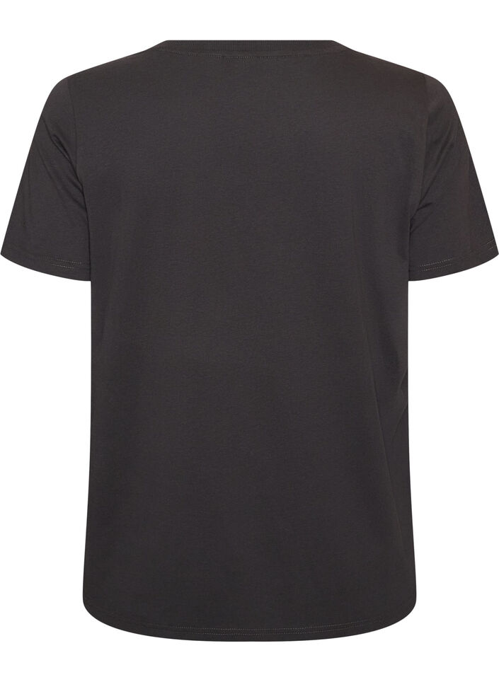 Bomulls T-skjorte med trykk foran, Gr&aring;, Packshot image number 1