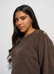 Strikket bluse med knappdetalj, Brun, Model image number 3