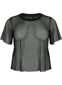 Nettingbluse med korte ermer