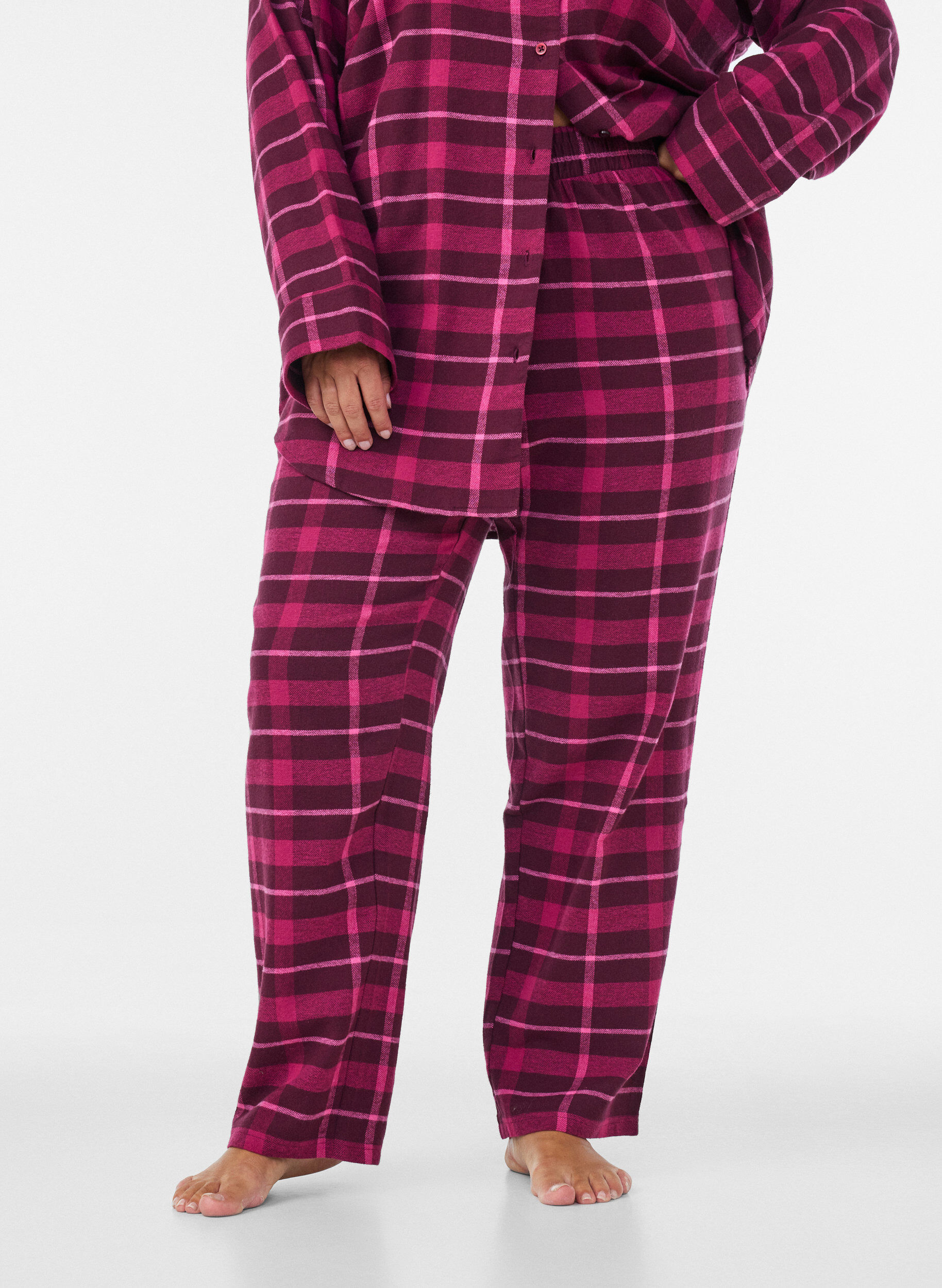 ZizziRutete bomulls pyjamasbukser, R&oslash;d, Model image number 2