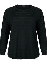 Strikket bluse med tone-i-tone striper