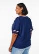 Sporty t-skjorte med striper og tekstmotiv, Bl&aring;, Model image number 2