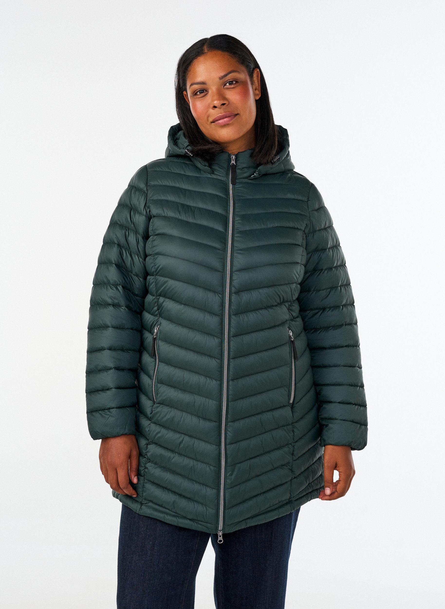Lett jakke med lommer og avtagbar hette, Gr&oslash;nn, Model