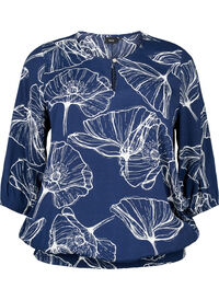 Viskose bluse med blomsterprint og smok