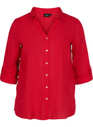 Bluse med 3/4-ermer og knapper, Chinese Red