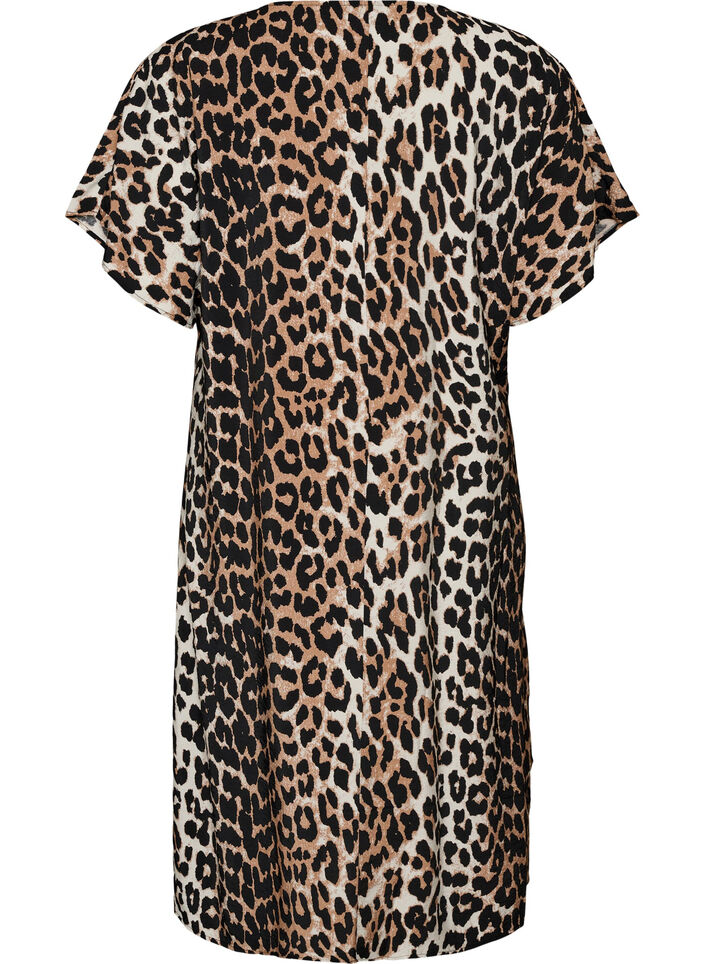 Kjole med V-hals i viskose, Brun, Packshot image number 1