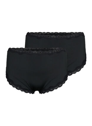 Zizzi Truse med normal høyde i livet, 2 stk., Black, Packshot image number 0
