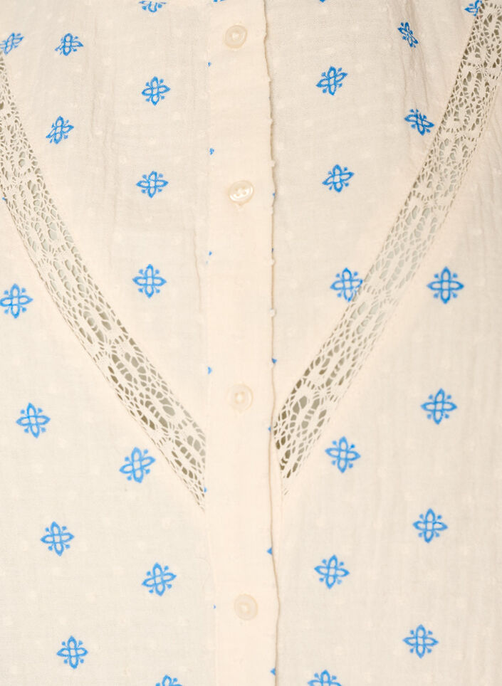 Ermel&oslash;s bluse med heklekant og volangdetaljer, Beige, Packshot image number 2