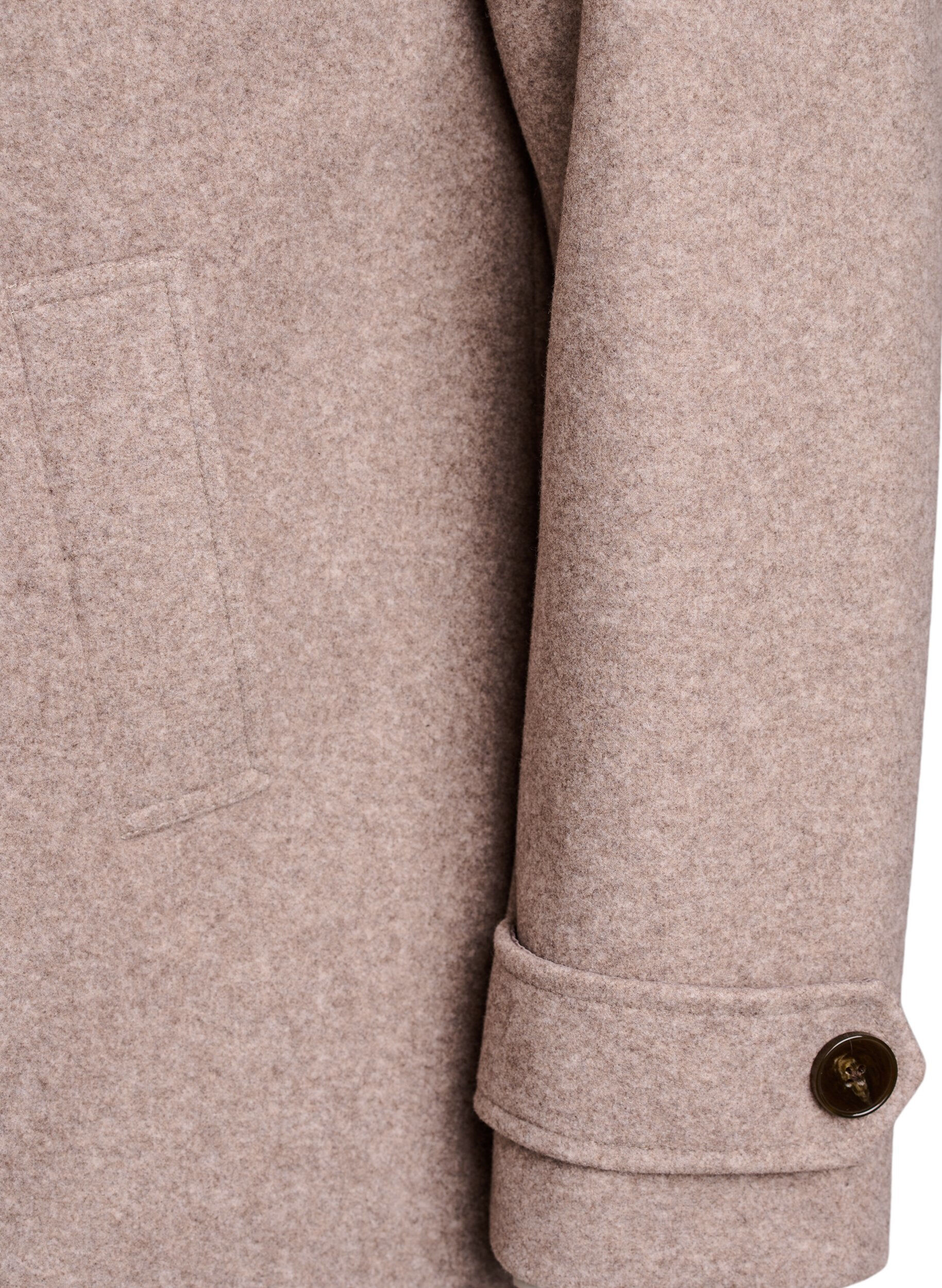 ZizziKort k&aring;pe med dobbeltradede knapper, Beige, Packshot image number 3