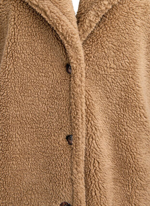 Zizzi Myk teddyjakke med knapper og krage, Brun, Packshot image number 2