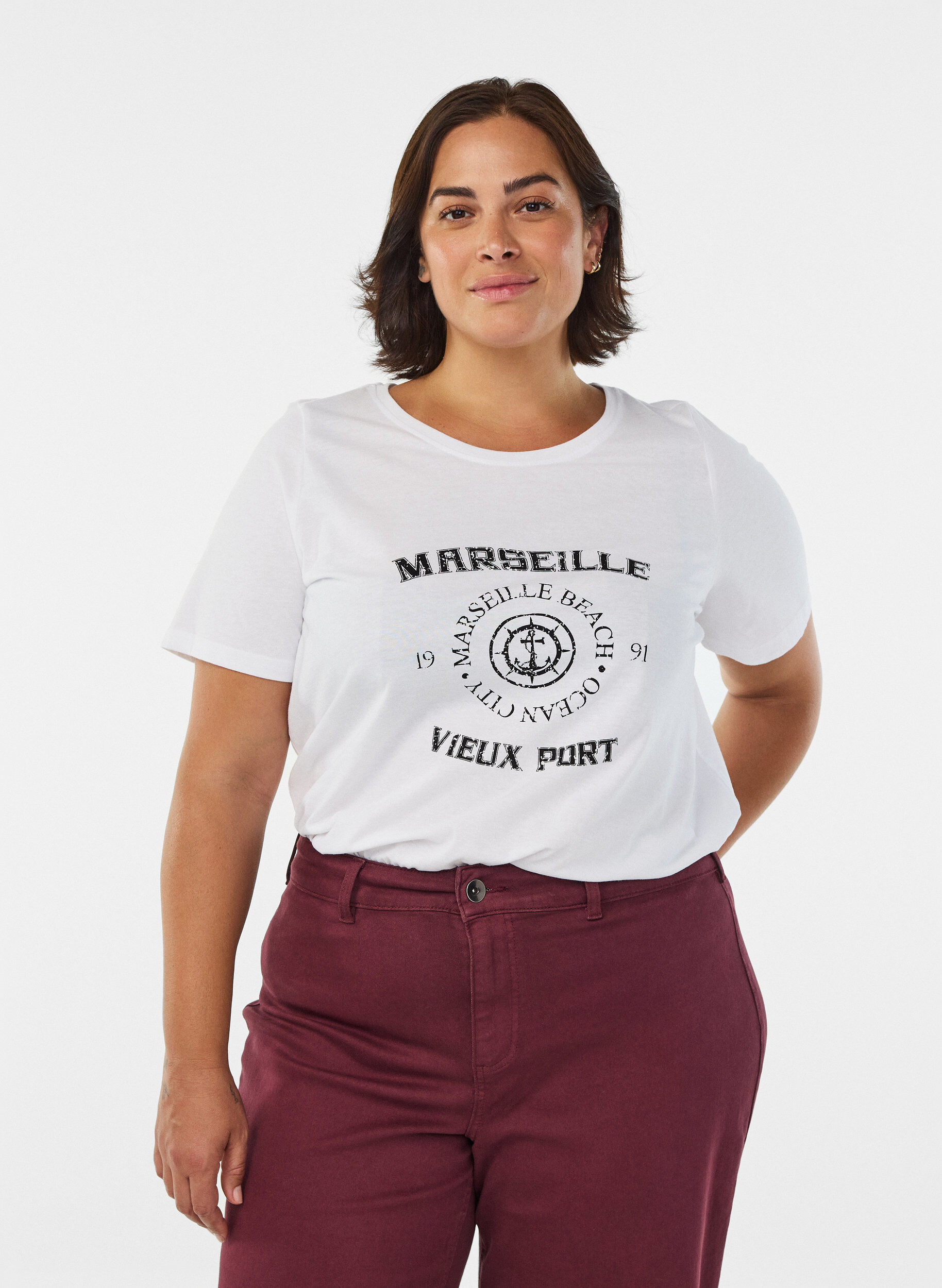 ZizziT-skjorte med trykk, Hvit, Model image number 0