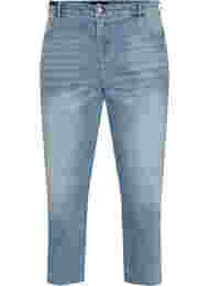 7/8-lengde jeans med rå kanter og høyt liv, Light blue denim