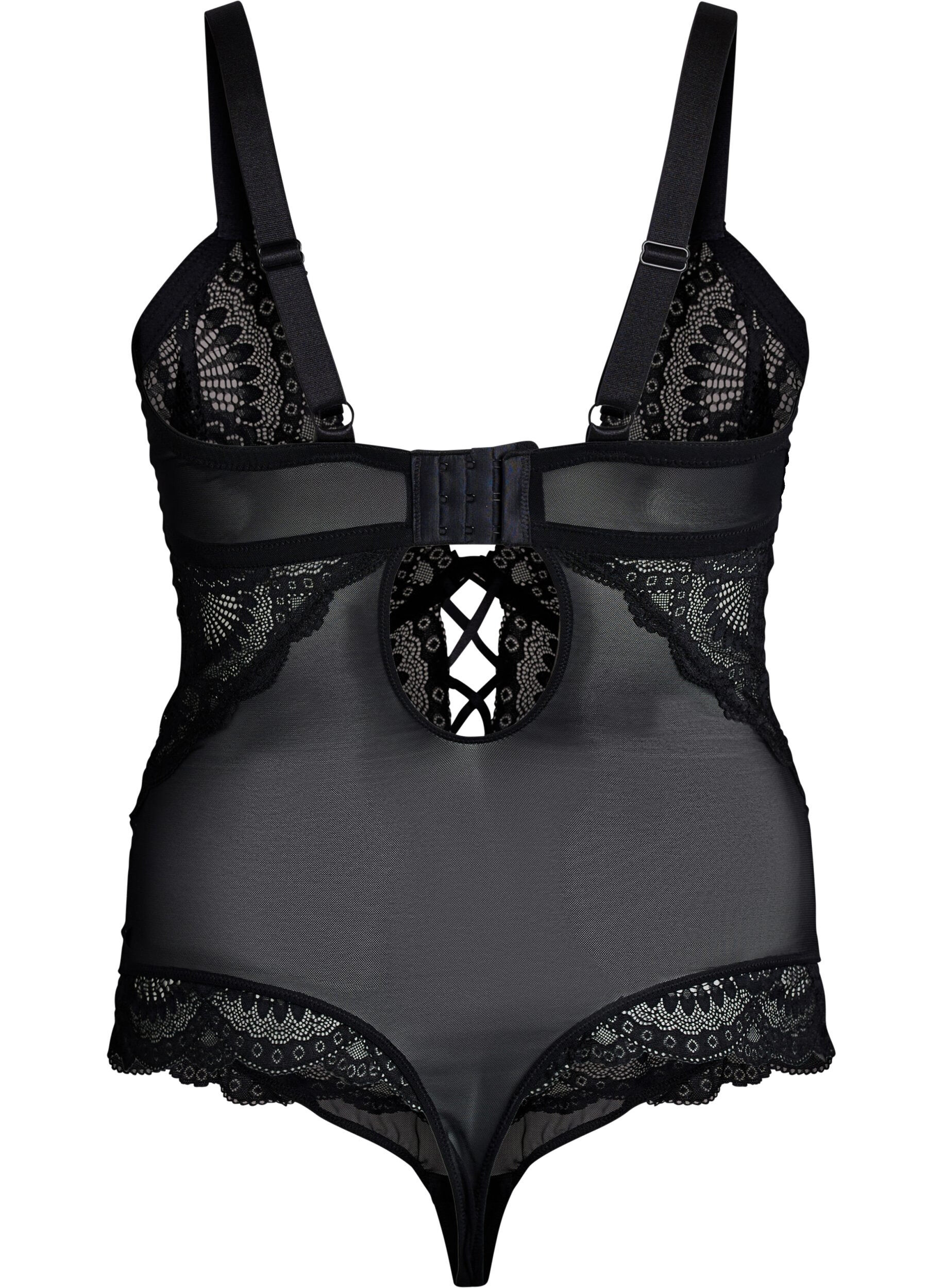 ZizziBlondebody med sn&oslash;redetaljer, Svart, Packshot image number 1
