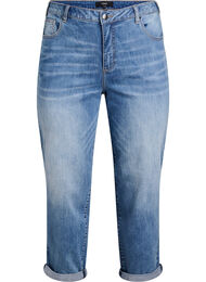7/8 jeans med oppbrettede kanter og h&oslash;y midje, Bl&aring;