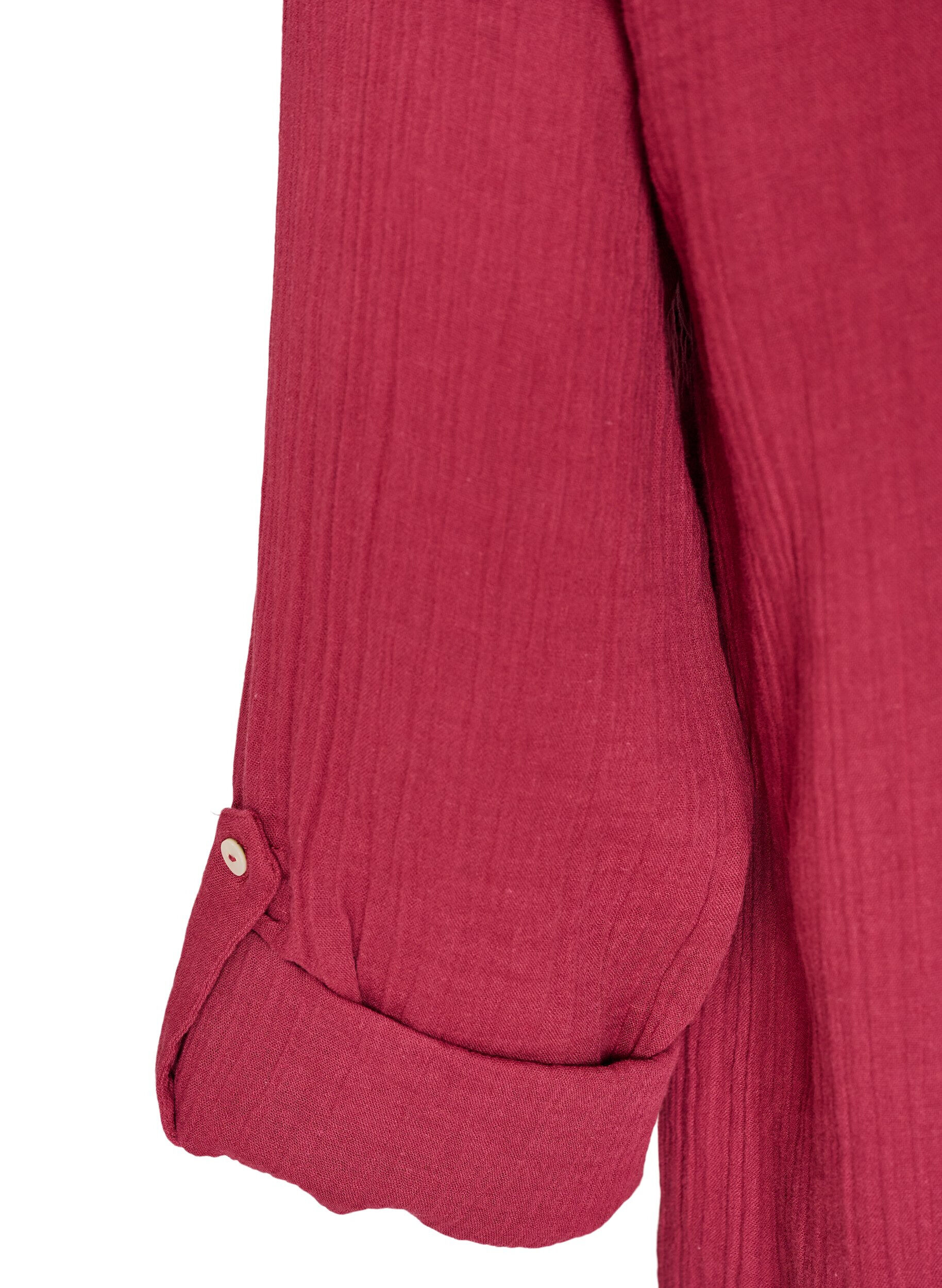 ZizziBluse i bomullsmuslin med broderie anglaise, R&oslash;d, Packshot image number 3