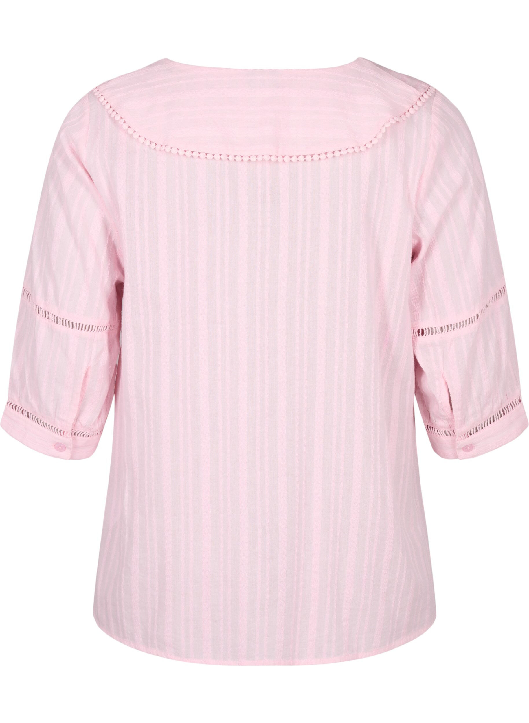 Zizzi Bluse med 3/4-ermer og blonder, Almond Blossom, Packshot image number 1